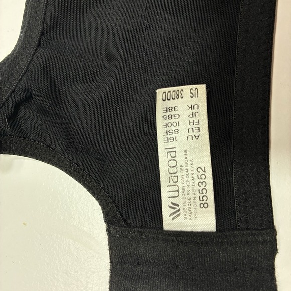 Wacoal Women Black Underwire Bra 38 DDD Full Coverage Wide Strap Smooth Cups - Picture 4 of 7